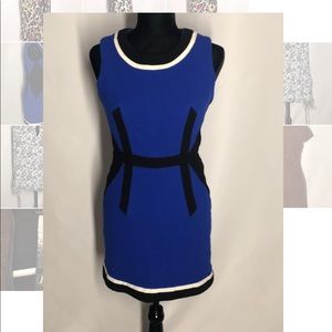 Milly blue color blocked mini dress. Size 6